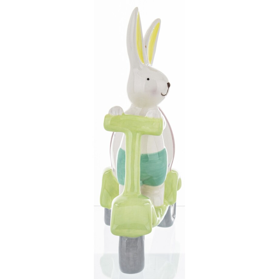 Dekoracja - króliczek na hulajnodze 19x6,5x15 cm z pisanką