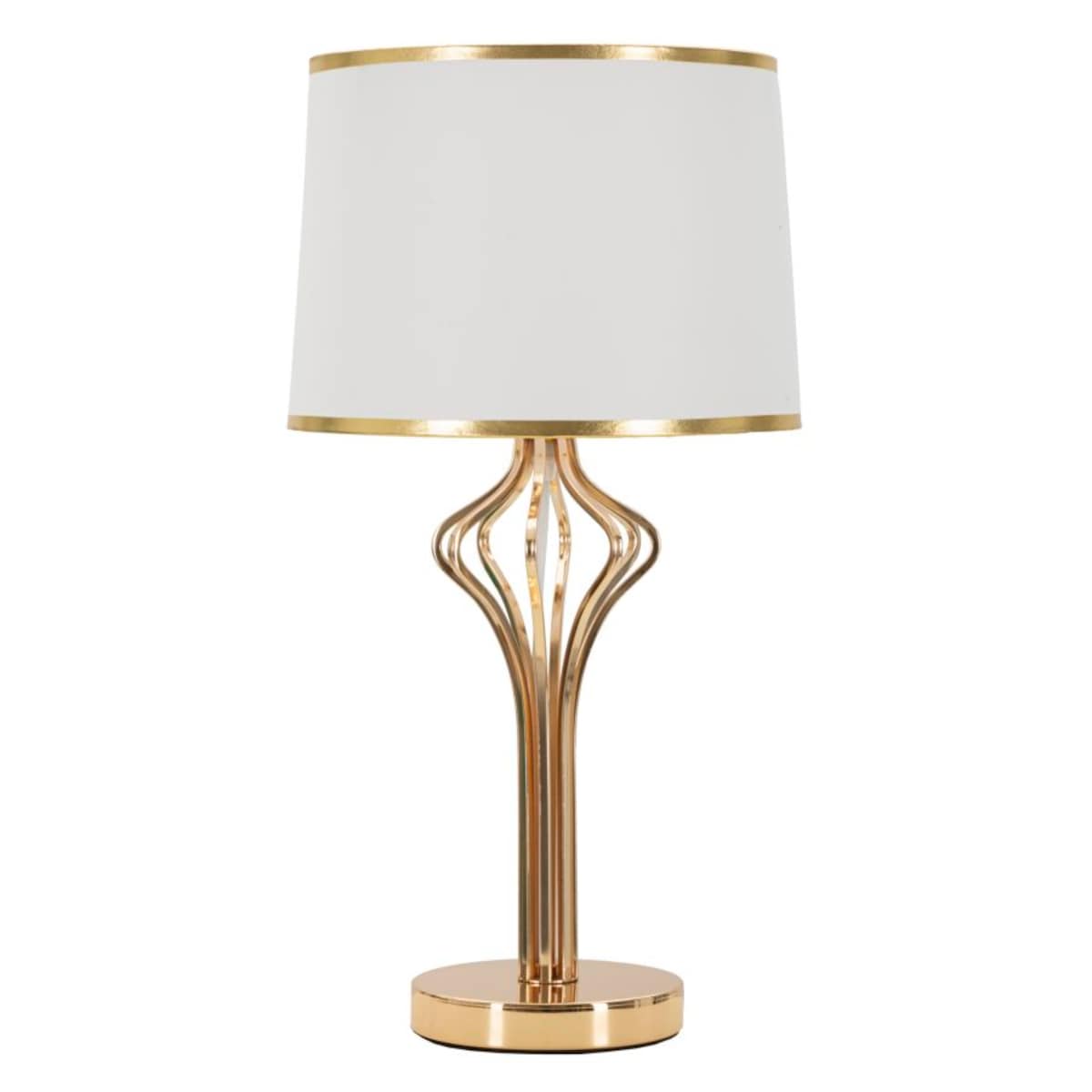 Lampa stołowa Slimmy, kolor biały i złoty, żelazo i tworzywo sztuczne, 28 x 28 x 53 cm, 1 x E27, max. 40 W, do salonu i sypialni, Mauro Ferretti