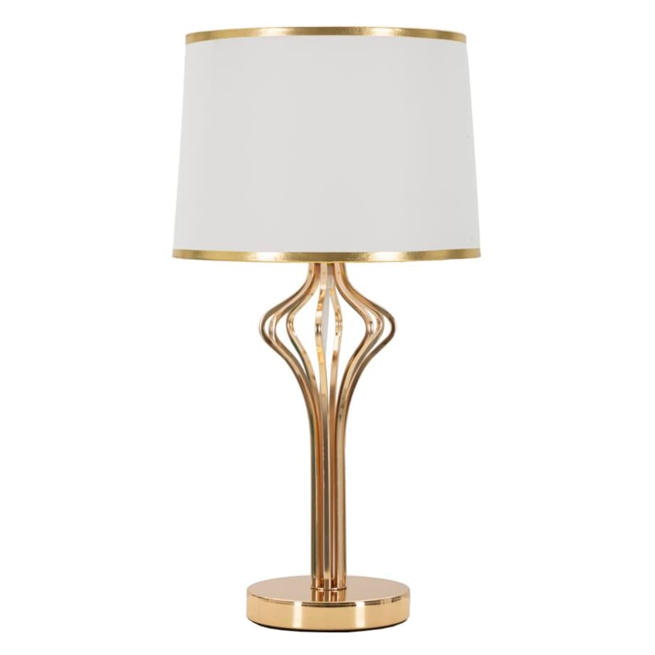 Lampa stołowa Slimmy, kolor biały i złoty, żelazo i tworzywo sztuczne, 28 x 28 x 53 cm, 1 x E27, max. 40 W, do salonu i sypialni, Mauro Ferretti