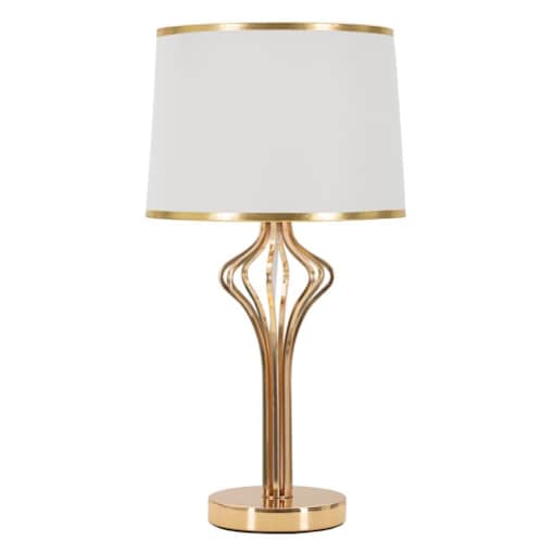 Lampa stołowa Slimmy, kolor biały i złoty, żelazo i tworzywo sztuczne, 28 x 28 x 53 cm, 1 x E27, max. 40 W, do salonu i sypialni, Mauro Ferretti