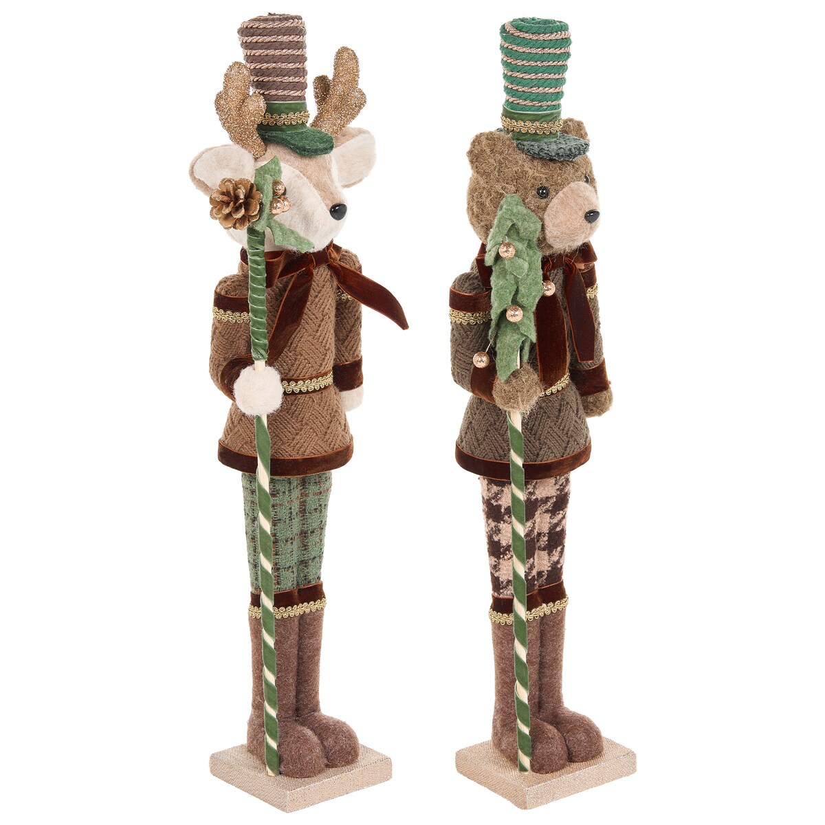 Zestaw 2 figurek dekoracyjnych ALATORNIO 62/63 cm Niedźwiedź Renifer Brązowy