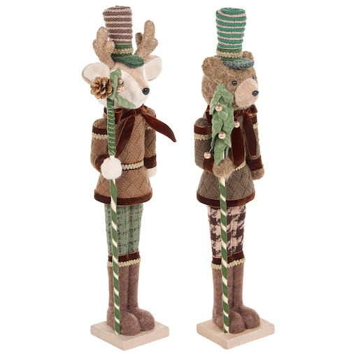 Zestaw 2 figurek dekoracyjnych ALATORNIO 62/63 cm Niedźwiedź Renifer Brązowy