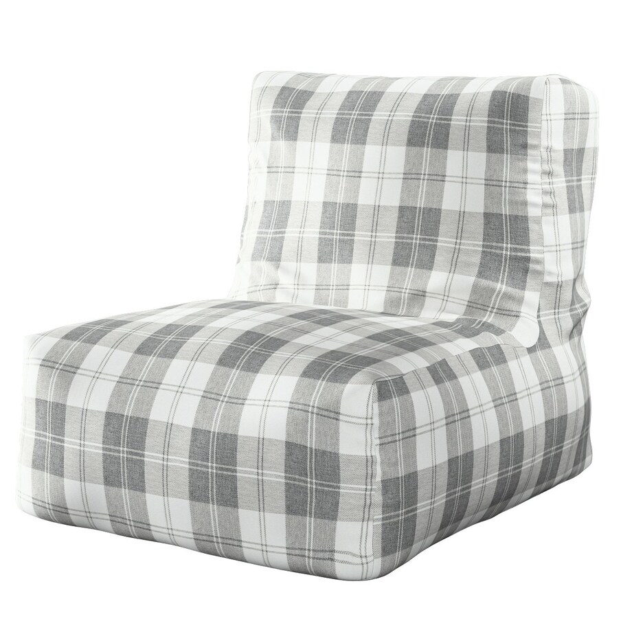 Pufa - fotel, krata szaro-biała, 67 x 31 x 75 cm, Edinburgh