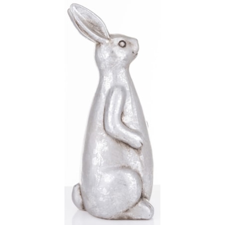Dekoracja - ceramiczna figurka królika 32x13x13 cm srebrna