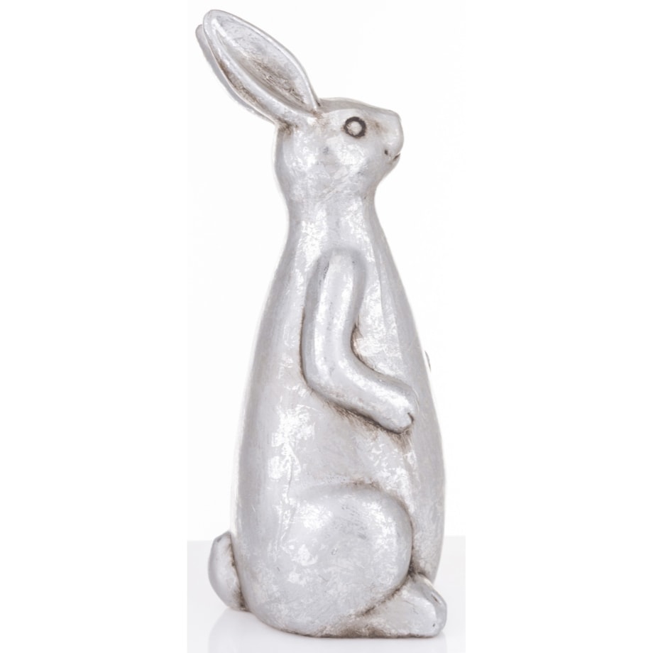 Dekoracja - ceramiczna figurka królika 32x13x13 cm srebrna