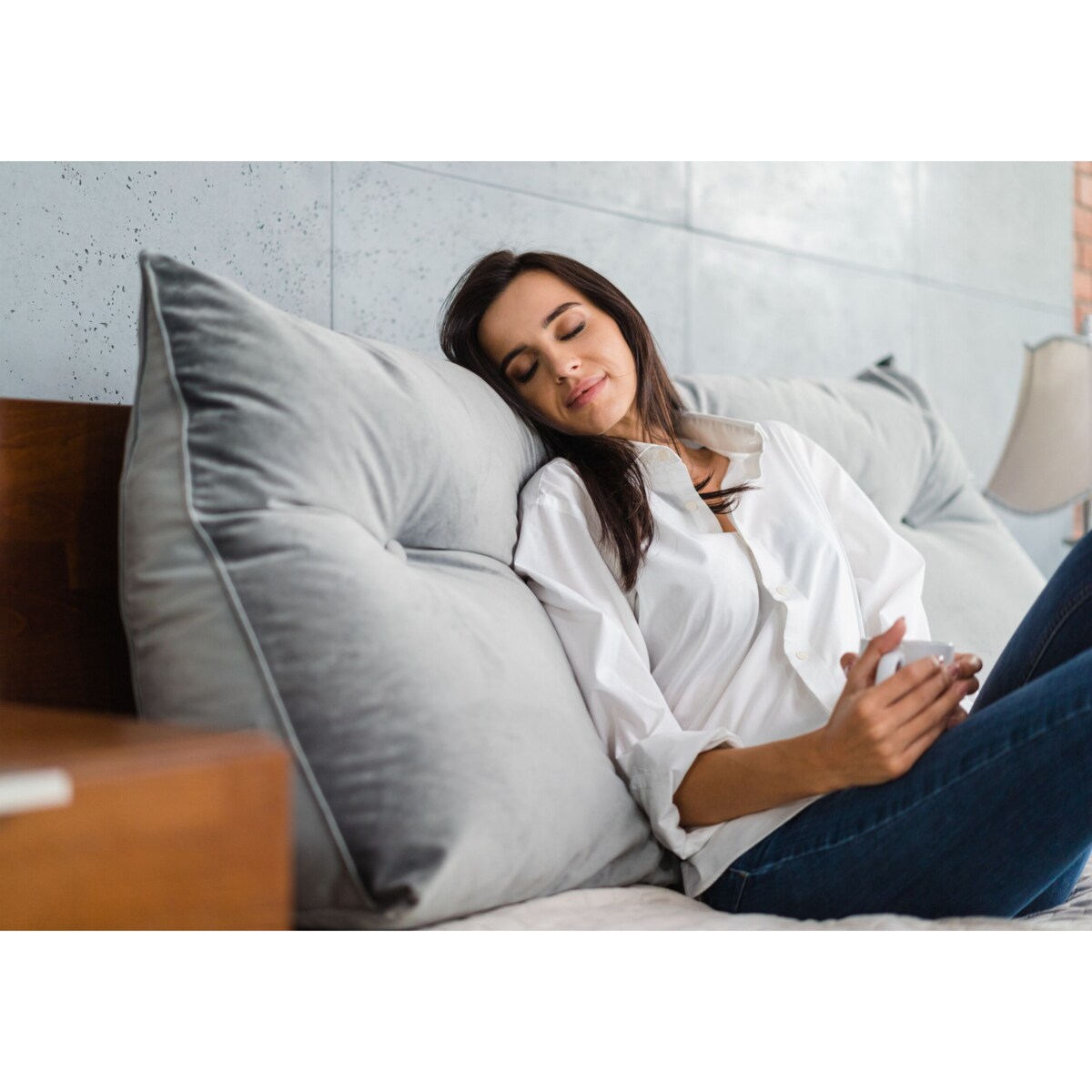 Szara Poduszka Dzienna Triangel 160 na zagłówek łóżka