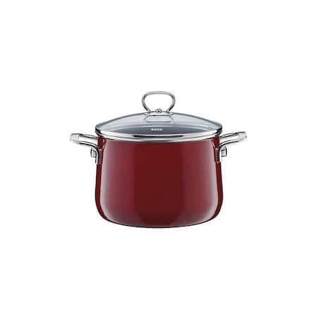 rosso Set Bordowy Zestaw 4 Garnków Z Pokrywkami I Patelni Emaliowanych