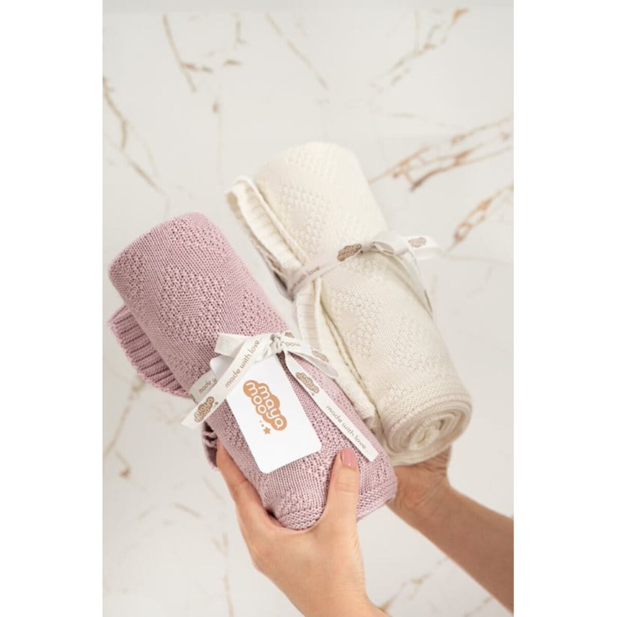 Kocyk Bambusowy 100% Bambus Koc dla Niemowląt Brąz do Łóżeczka miękki