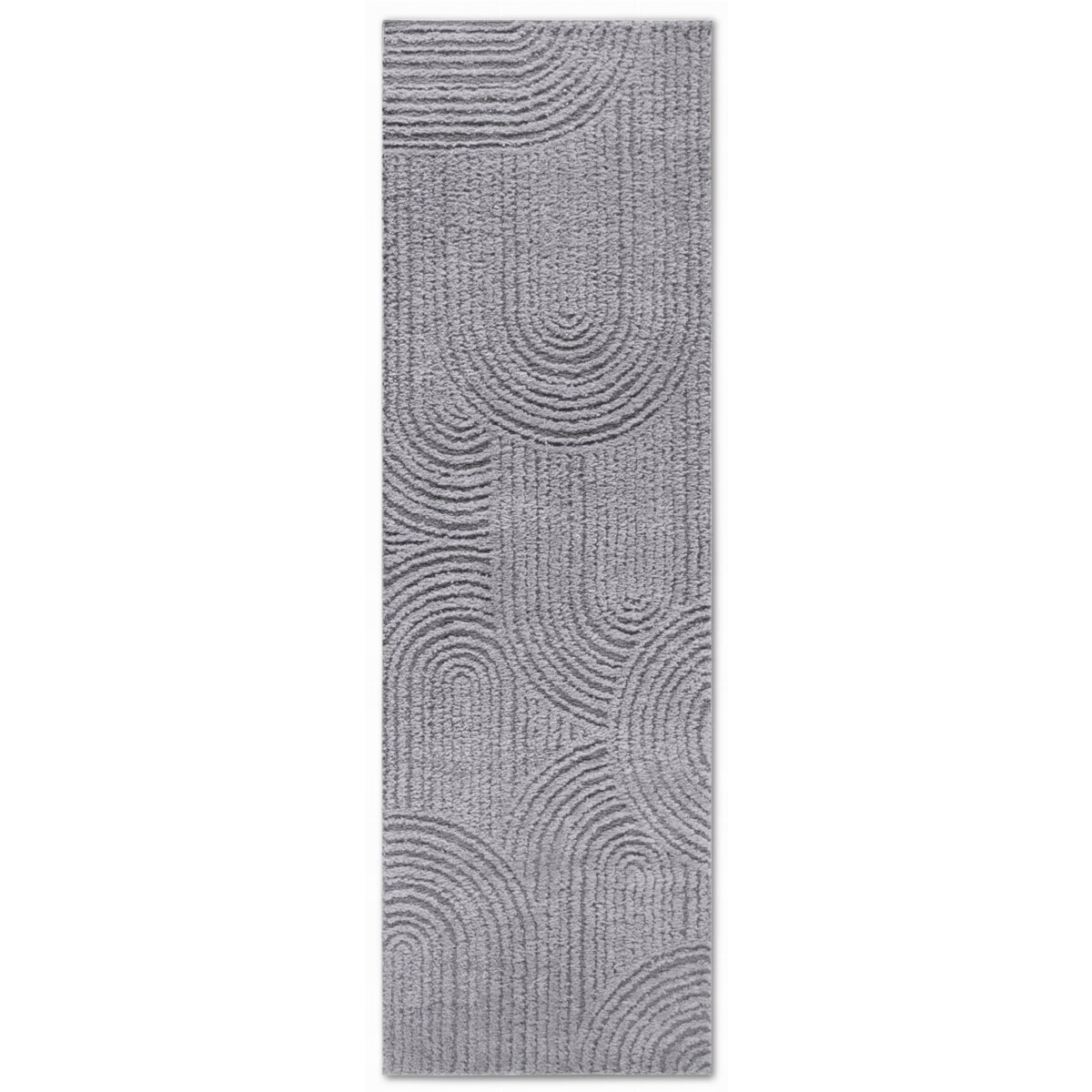 Chodnik pluszowy do korytarza 80x240cm, szary nowoczesny wzór boho