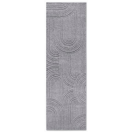 Chodnik pluszowy do korytarza 80x240cm, szary nowoczesny wzór boho