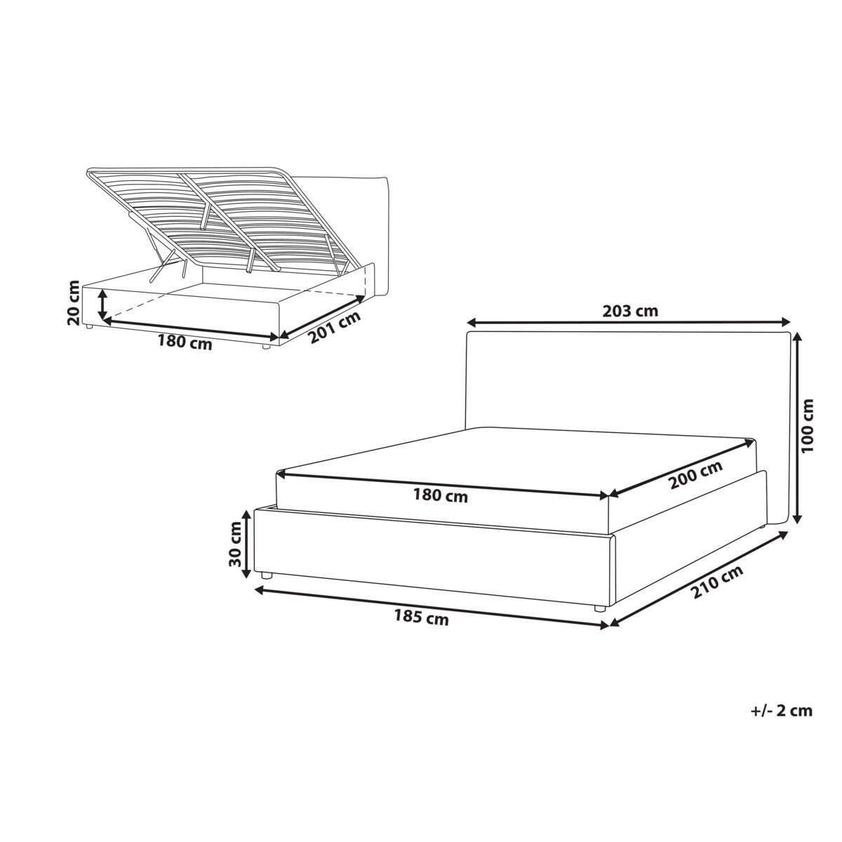 Łóżko z pojemnikiem welurowe 180 x 200 cm złamana biel LAVAUR