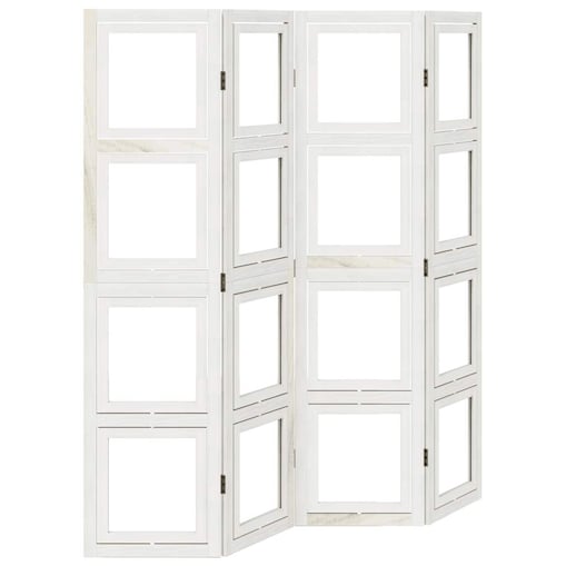 vidaXL Parawan pokojowy, 4-panelowy, biały, lite drewno paulowni