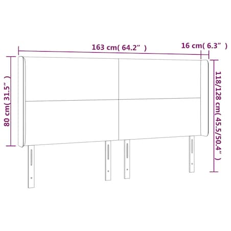 vidaXL Zagłówek uszak, kremowy, 163x16x118/128 cm, tkanina