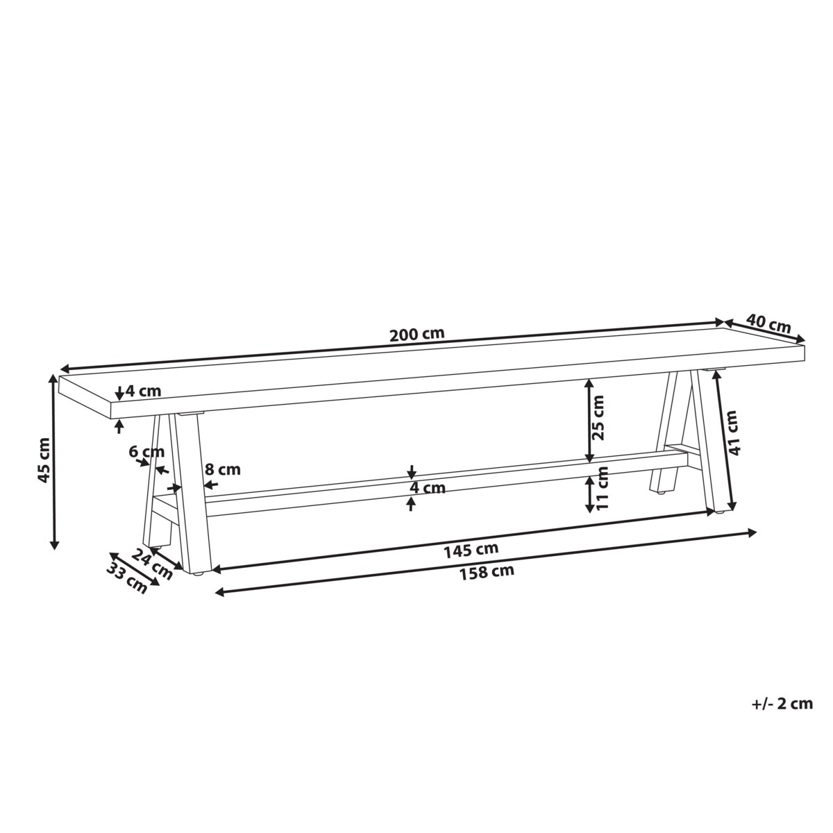 Ławka ogrodowa 200 cm Szary TONNARE
