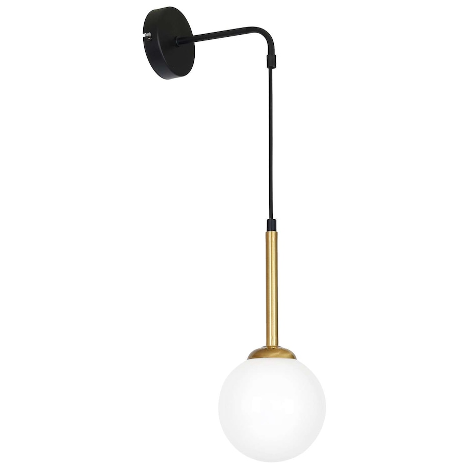 Kinkiet LAMPA ścienna PARMA MLP4819 Milagro modernistyczna OPRAWA szklana kula ball loftowa czarna biała mosiądz