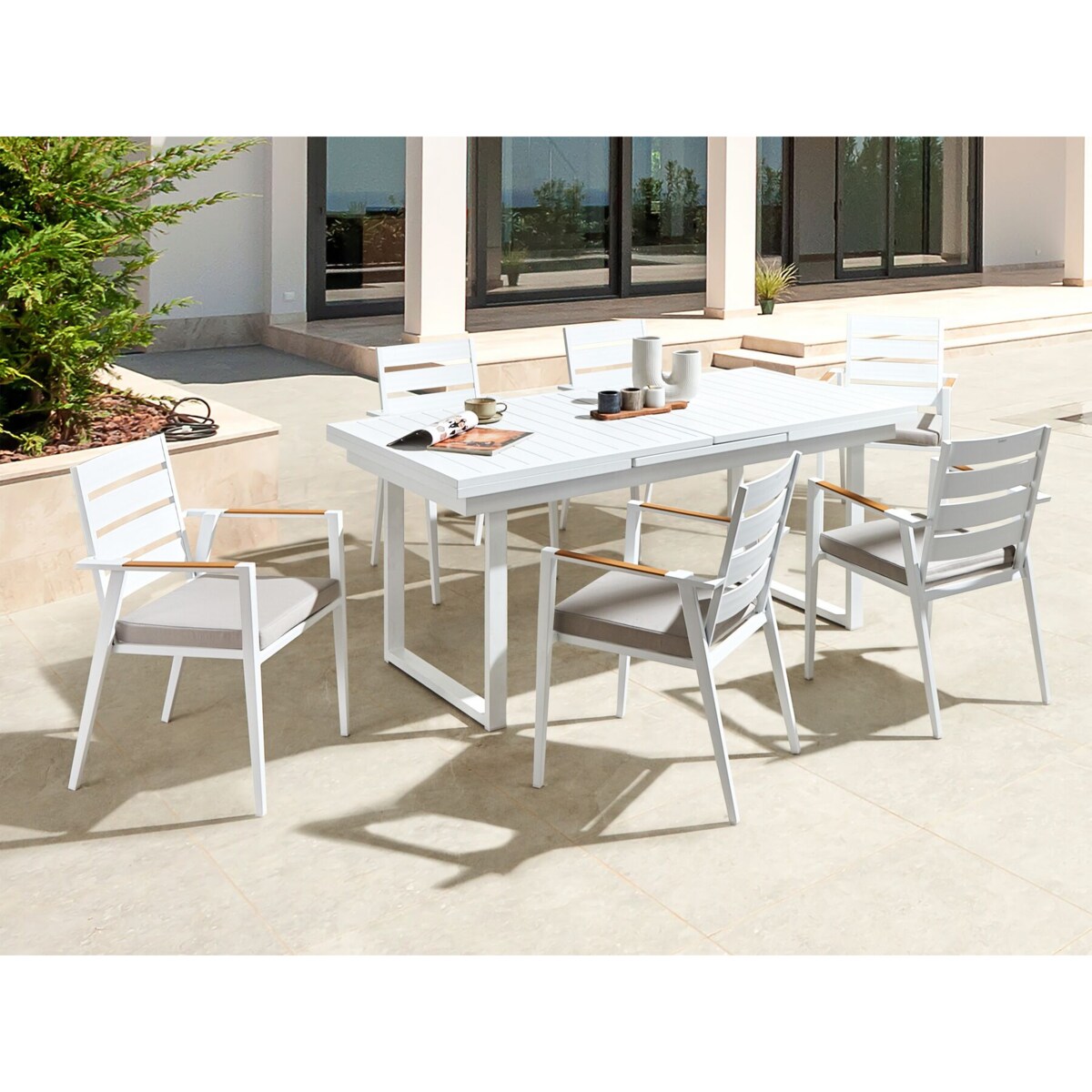 Zestaw ogrodowy dla 6 osób VALCANETTO/TAVIANO z poduszkami Metal Szary