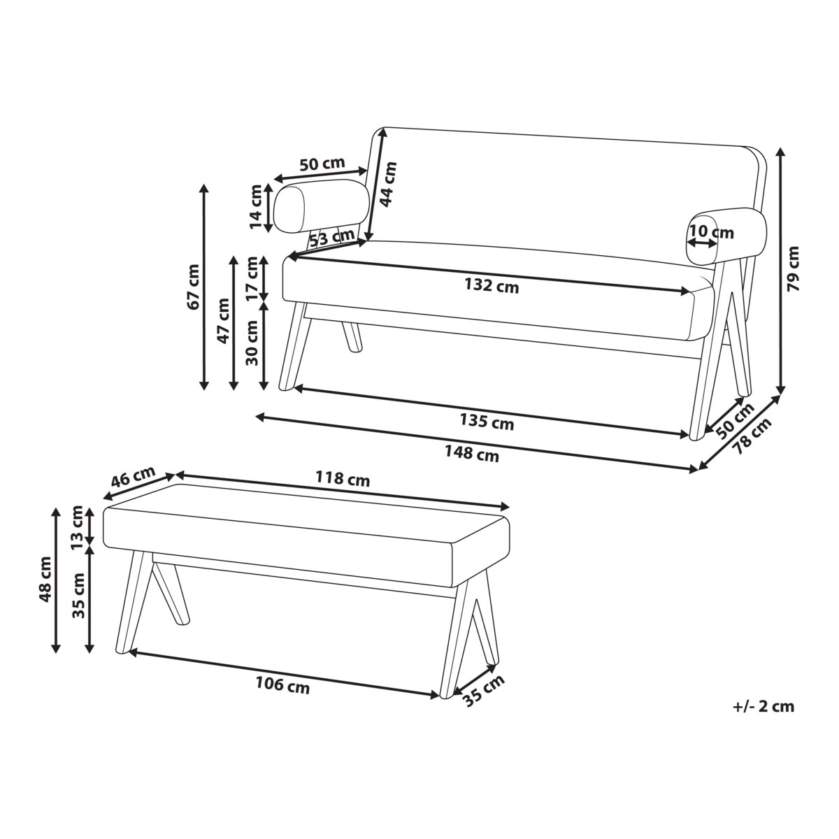 Komplet wypoczynkowy TAMRE Boucle Czarny/ jasny brąz