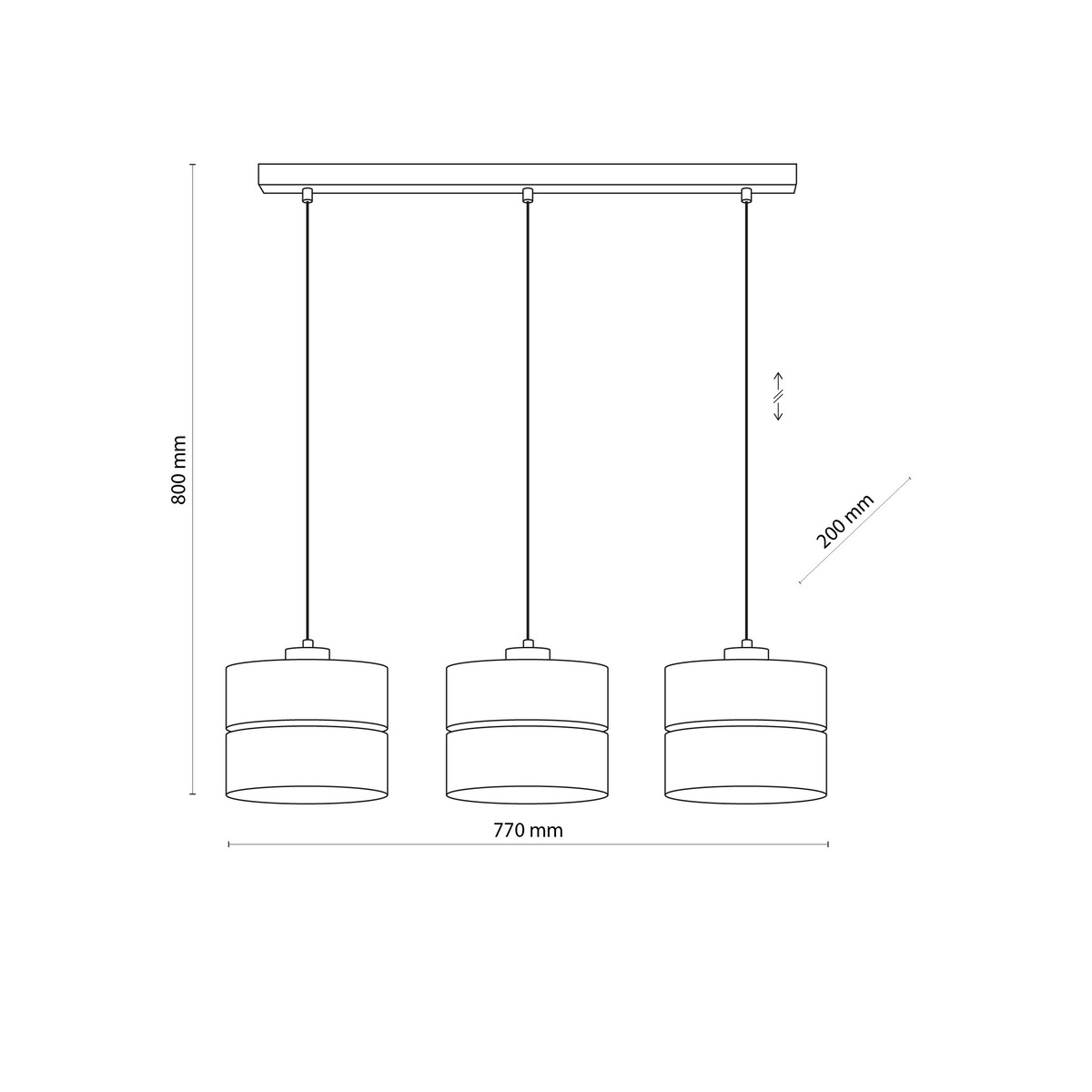 Lampa wisząca TK Lighting ECO 5771 3xE27 szaro-beżowa drewno metal abażur do salonu jadalni