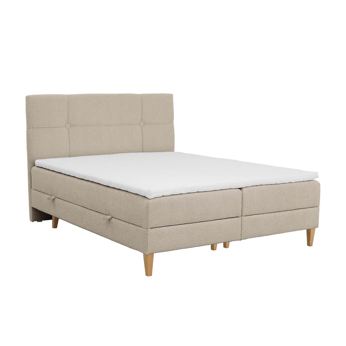 Łóżko kontynentalne EVERTON 200x200 z pojemnikiem, Beż, tkanina Baloo 2075