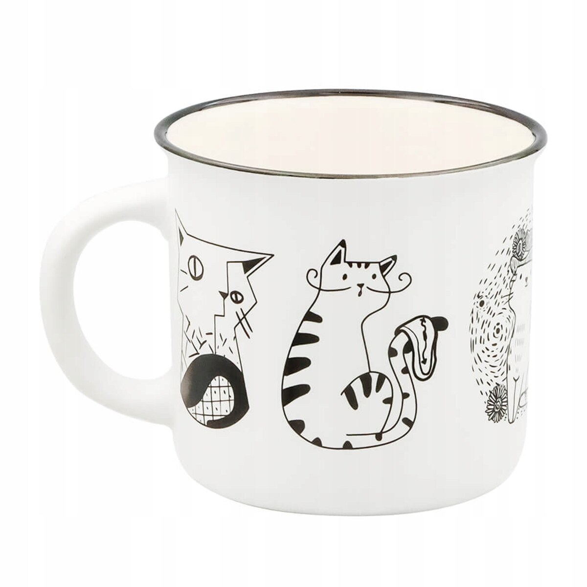 Kubek z uchwytem na kawę herbatę czekoladę z motywem kota CAT ARTIST 350ml - prezent dla koleżanki przyjaciółki żony babci mamy kobiety siostry niej