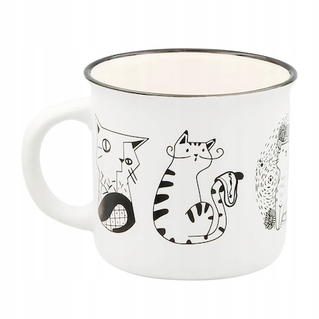 Kubek z uchwytem na kawę herbatę czekoladę z motywem kota CAT ARTIST 350ml - prezent dla koleżanki przyjaciółki żony babci mamy kobiety siostry niej
