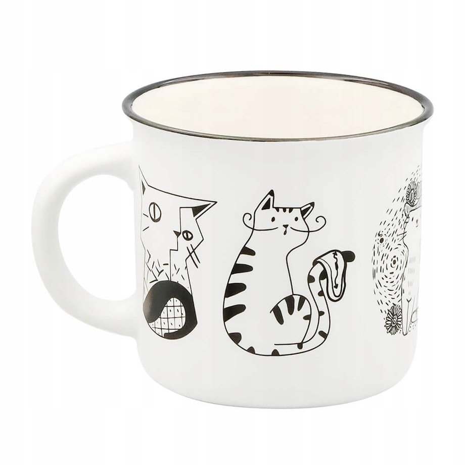 Kubek z uchwytem na kawę herbatę czekoladę z motywem kota CAT ARTIST 350ml - prezent dla koleżanki przyjaciółki żony babci mamy kobiety siostry niej