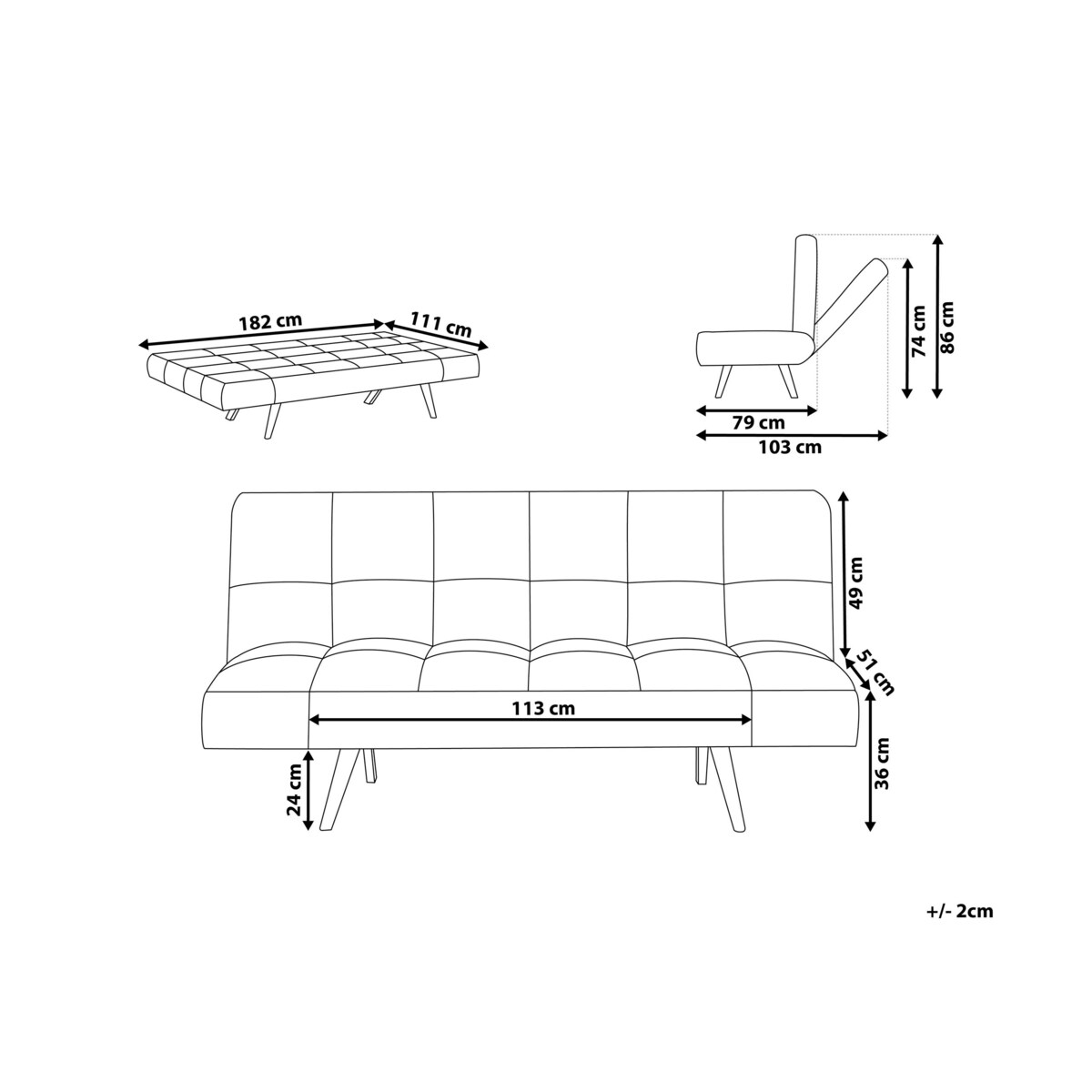 Sofa rozkładana granatowa INGARO
