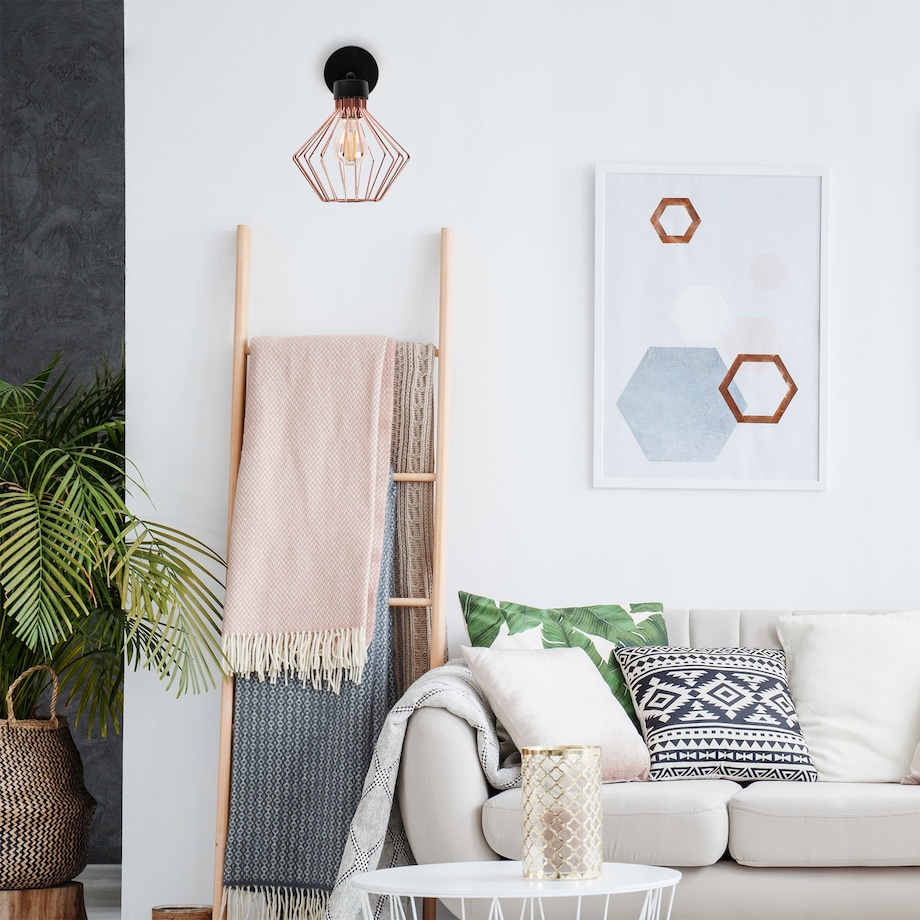 Lampa Kinkiet Ścienny Metalowy Loft Rose Black