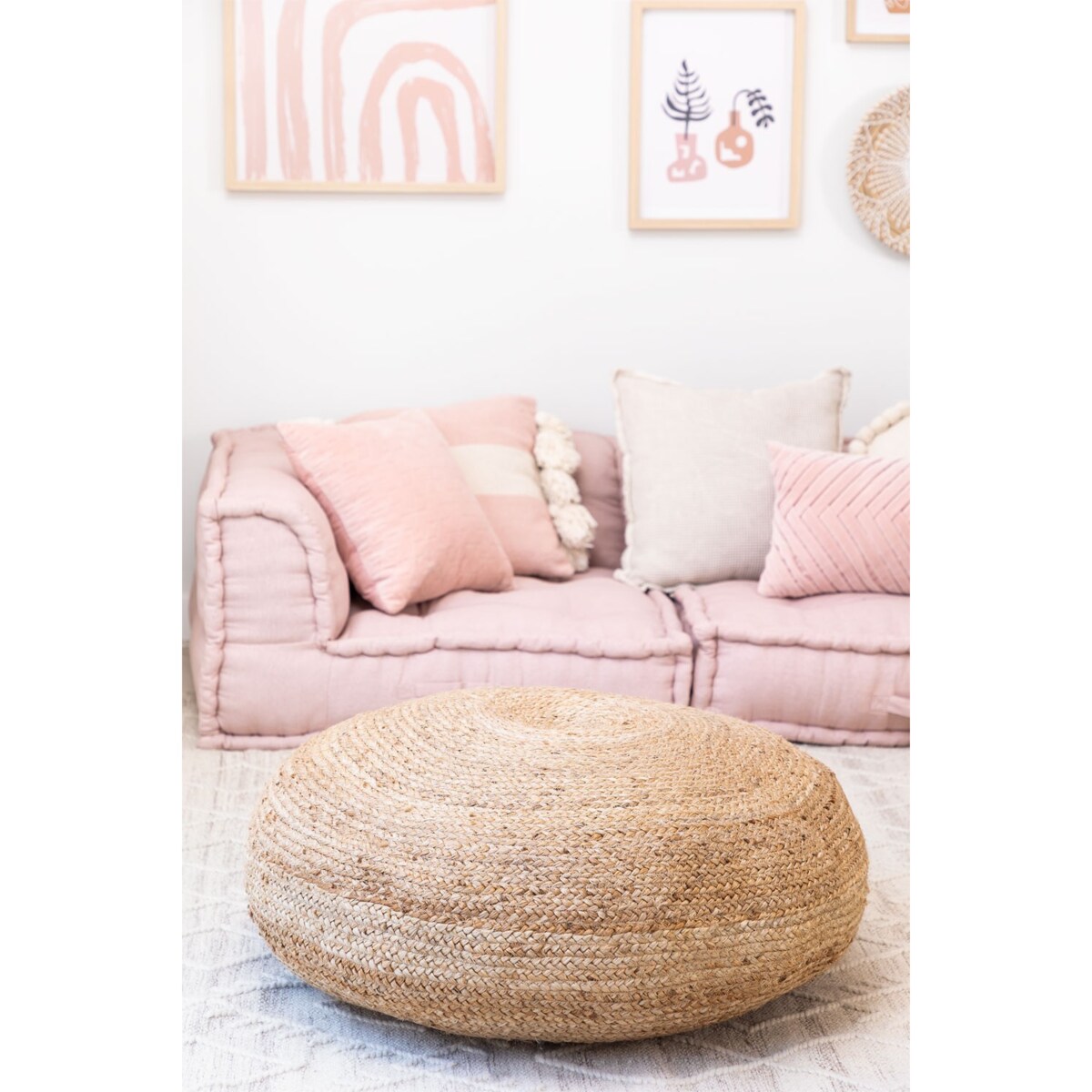 Pufa poducha na podłogę z juty hand-made Ø80 cm