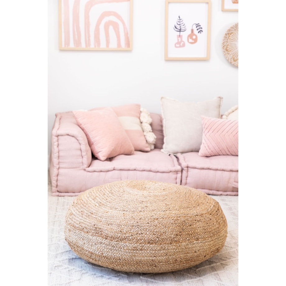 Pufa poducha na podłogę z juty hand-made Ø80 cm