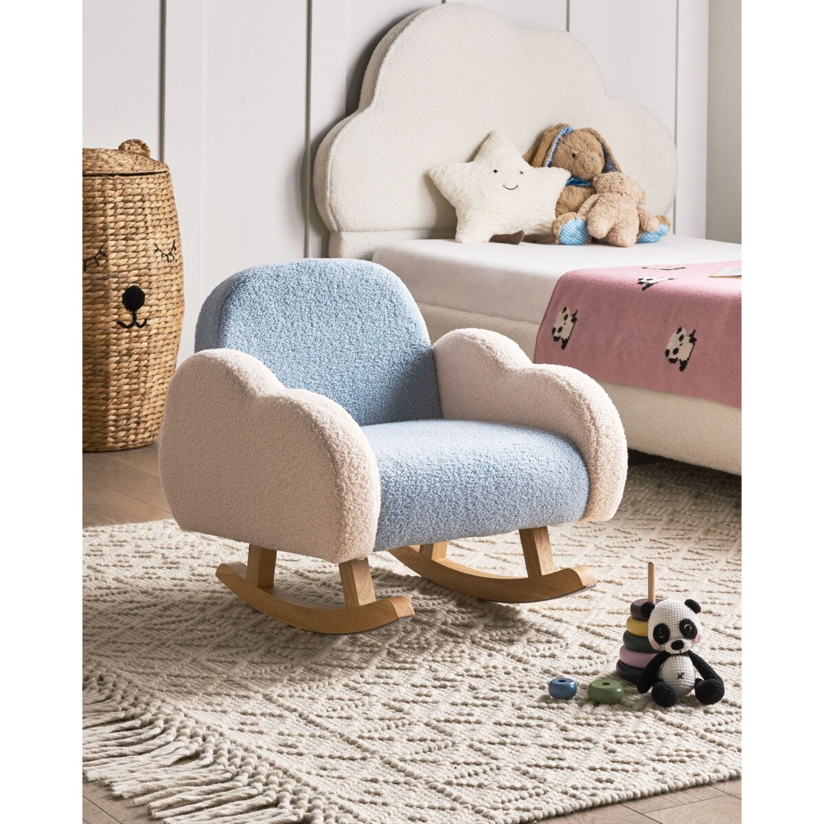 Fotel bujany dziecięcy boucle jasnoniebieski SKARE