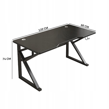 Biurko Gamingowe Stół Dla Gracza Nowoczesne Komputerowe Czarne Loft 120 Cm