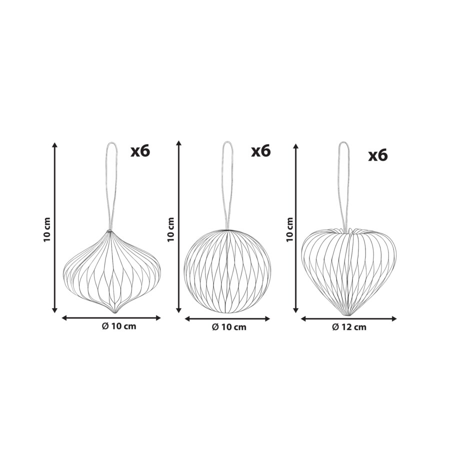 Zestaw 18 ozdób choinkowych SUSA Papier Czerwony