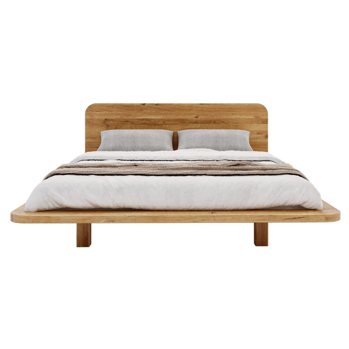 Łóżko lewitujące dębowe JAPANDIC / 160x200, lakier naturalny