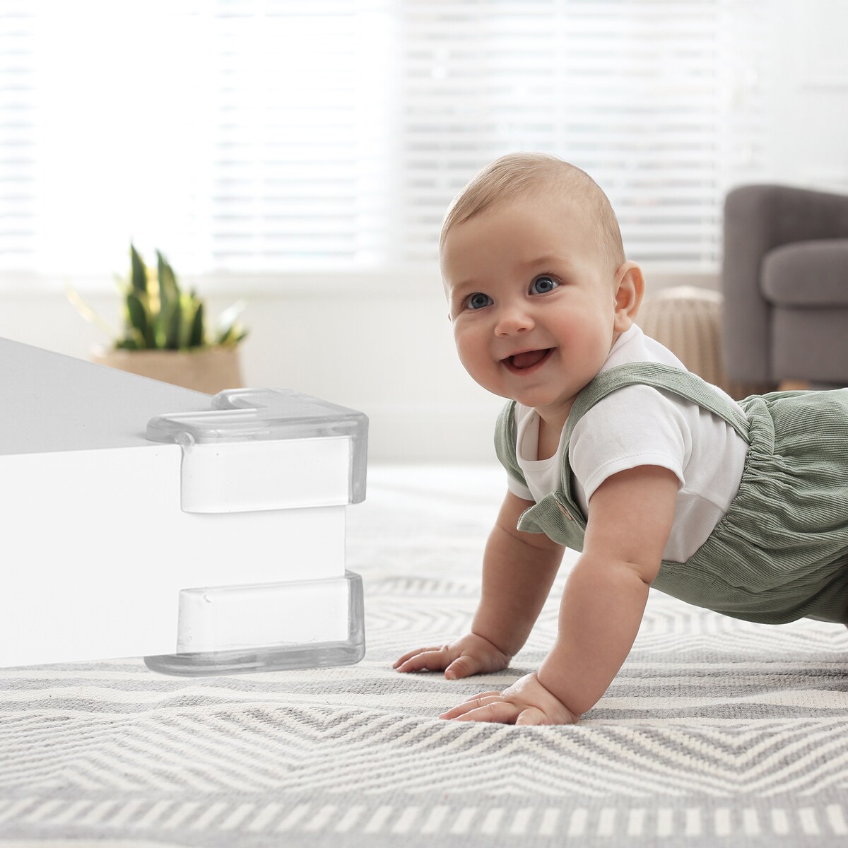 silikonowe narożniki zabezpieczające meble, sipo, zestaw 12 sztuk, transparentne, kształt litery L