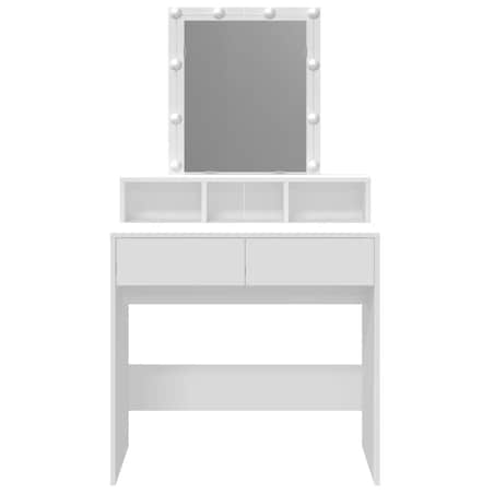 vidaXL Toaletka z LED, biała, 80x41x144,5 cm