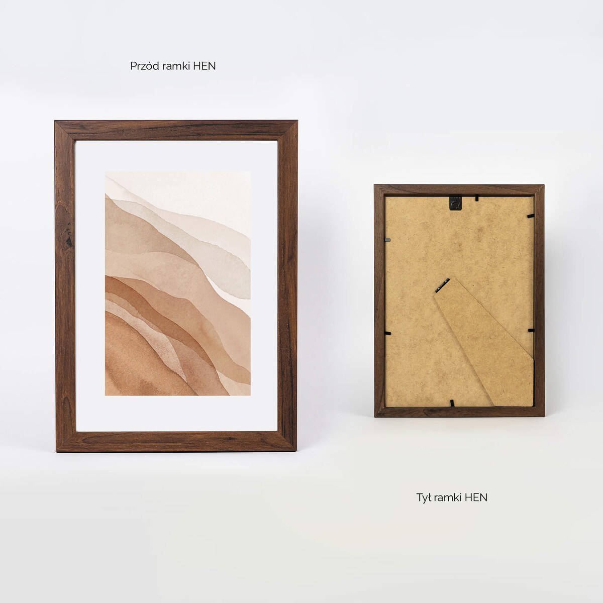 Ramka na zdjęcia 21x29,7 cm brązowa rama MDF z plexi do postawienia powieszenia klasyczna ramka