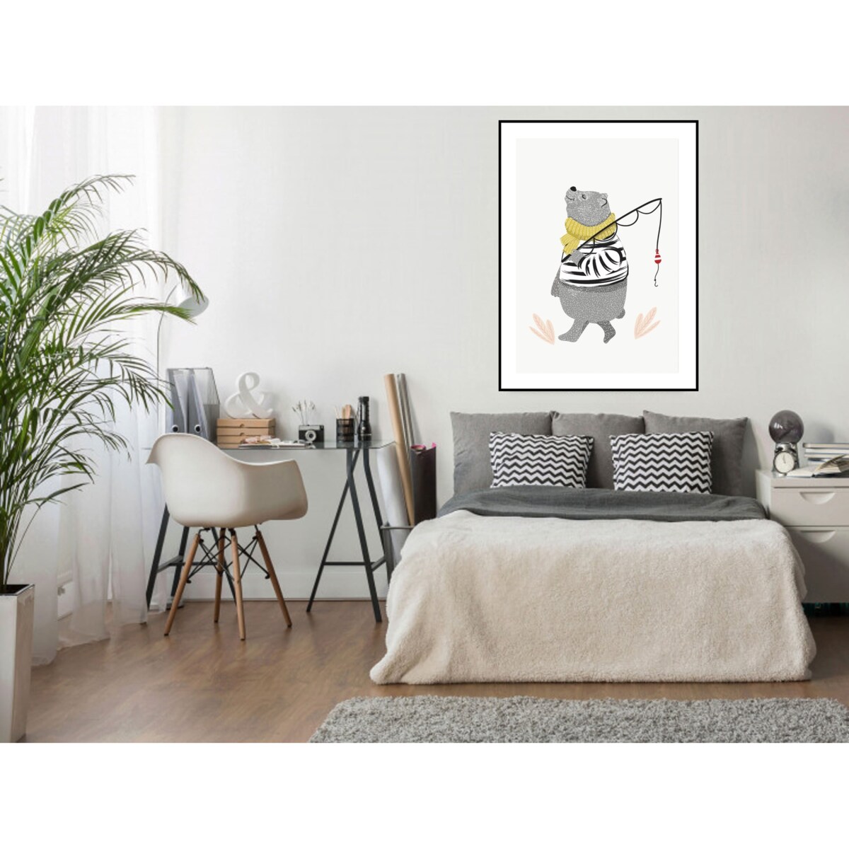 Poster Story, Plakat, Obraz - Niedźwiadek z Wędką, wymiary 70 x 100 cm