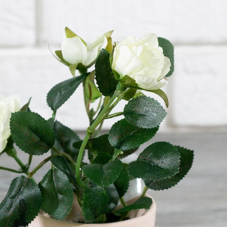 SZTUCZNE RÓŻE w ceramicznej doniczce BIAŁE