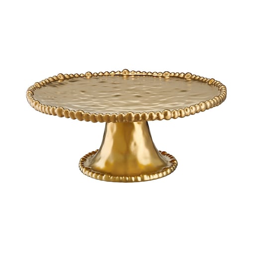 VILLA ITALIA Złota patera na ciasto 27 cm porcelanowa MESTIERE GOLD