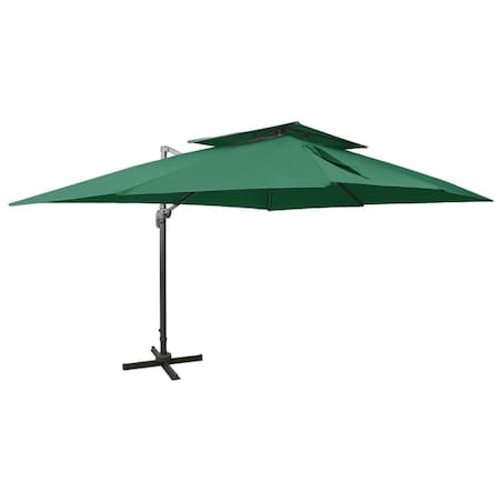vidaXL Parasol wiszący z podwójną czaszą, 400x300 cm, zielony