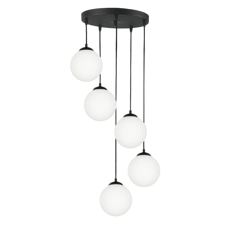 lampa wisząca 5 punktowa kaskadowa edylit kule białe czarna