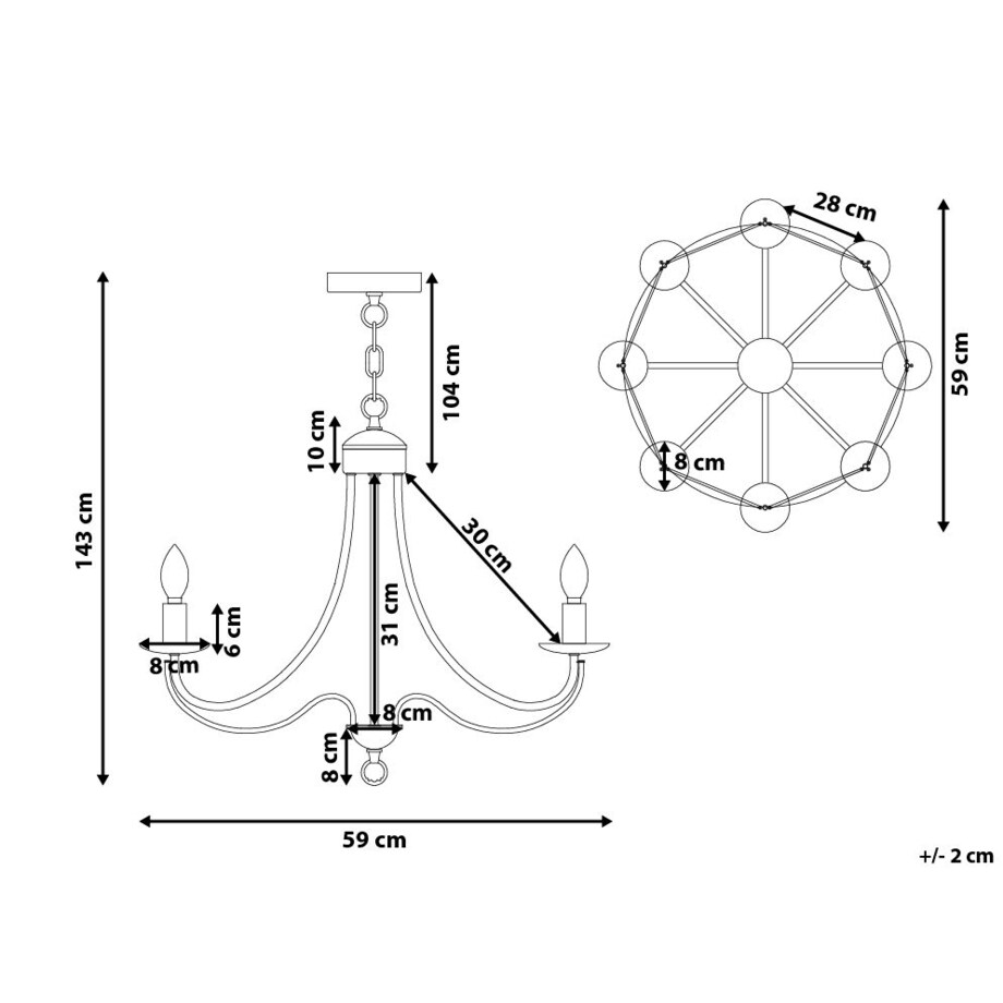 Żyrandol metalowy czarny TEESTA