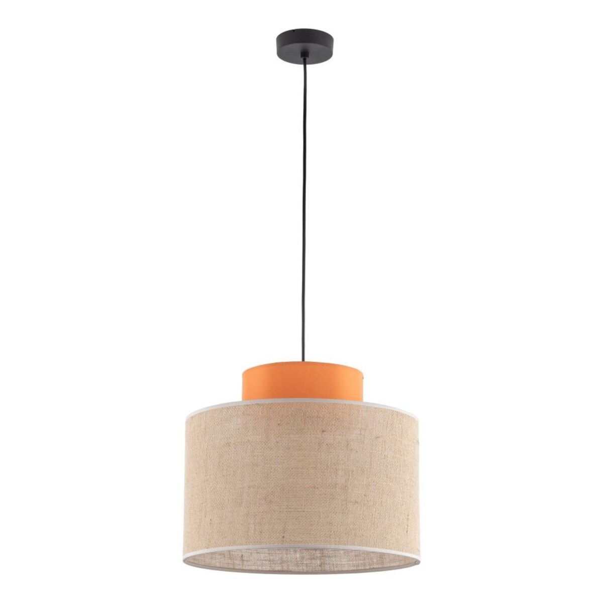 Lampa wisząca TK Lighting DUO JUTA ORANGE 3227, E27, regulowana wysokość, czarno-pomarańczowa, juta, 38 cm