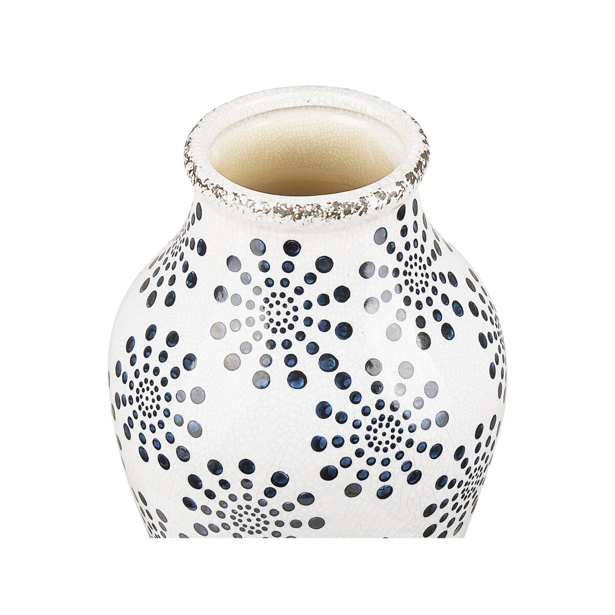 Wazon na kwiaty ceramiczny biały z niebieskim NEMEA