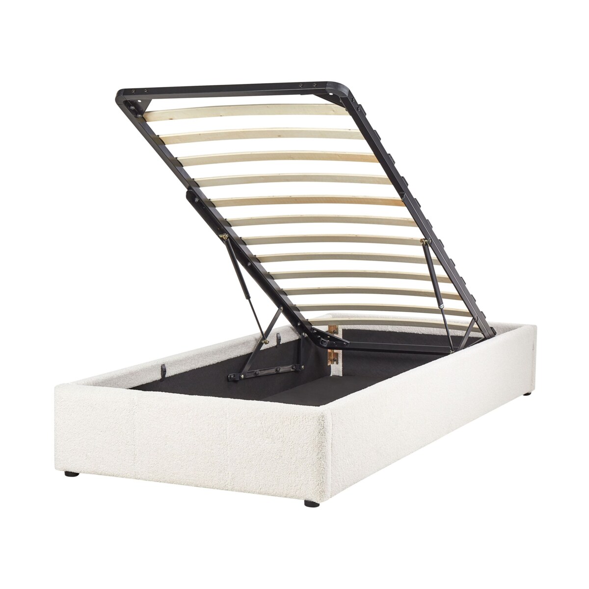 Łóżko z pojemnikiem boucle 90 x 200 cm złamana biel DINAN