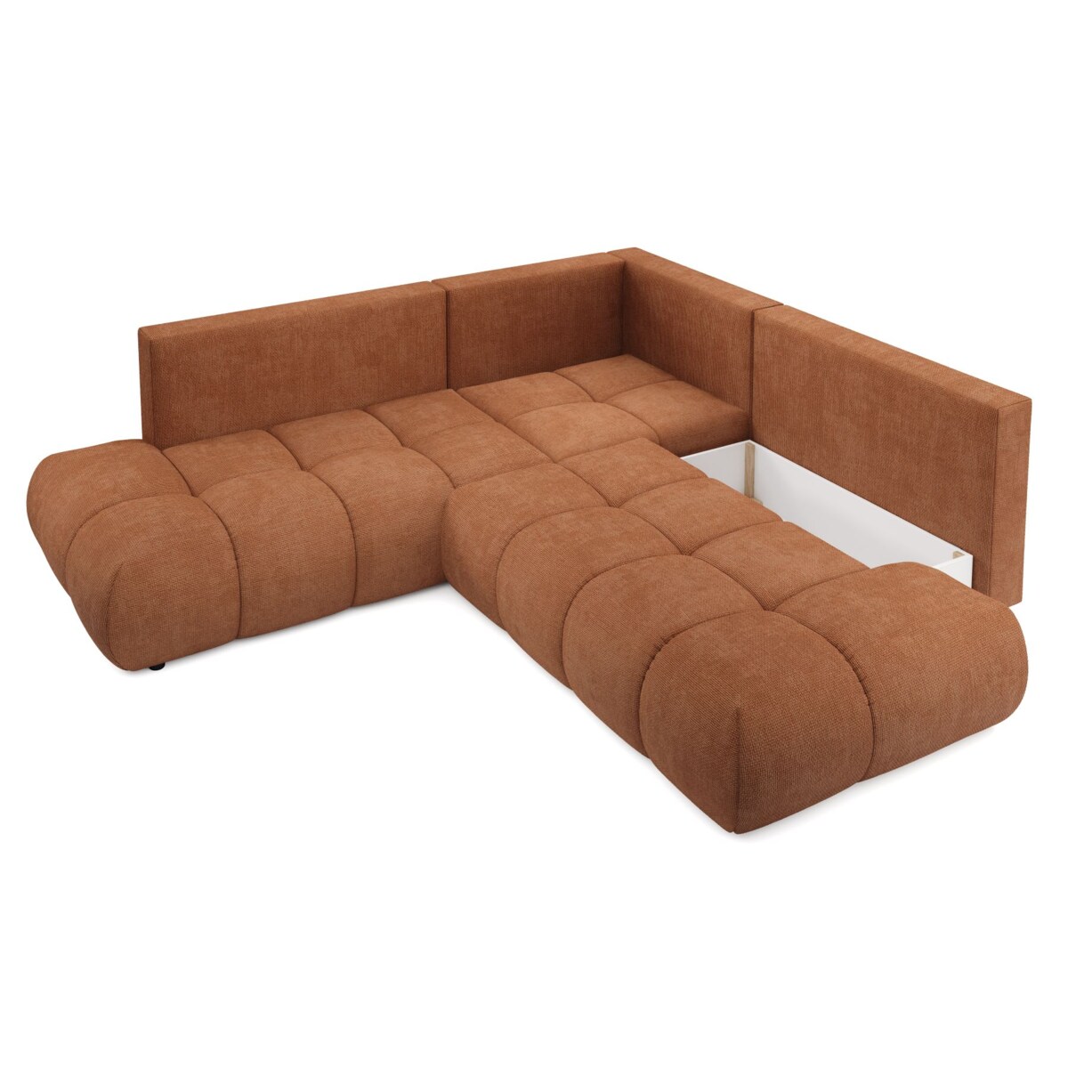 Narożnik pikowany, rozkładany z funkcją spania SOHI, Flow 09 - ceglany