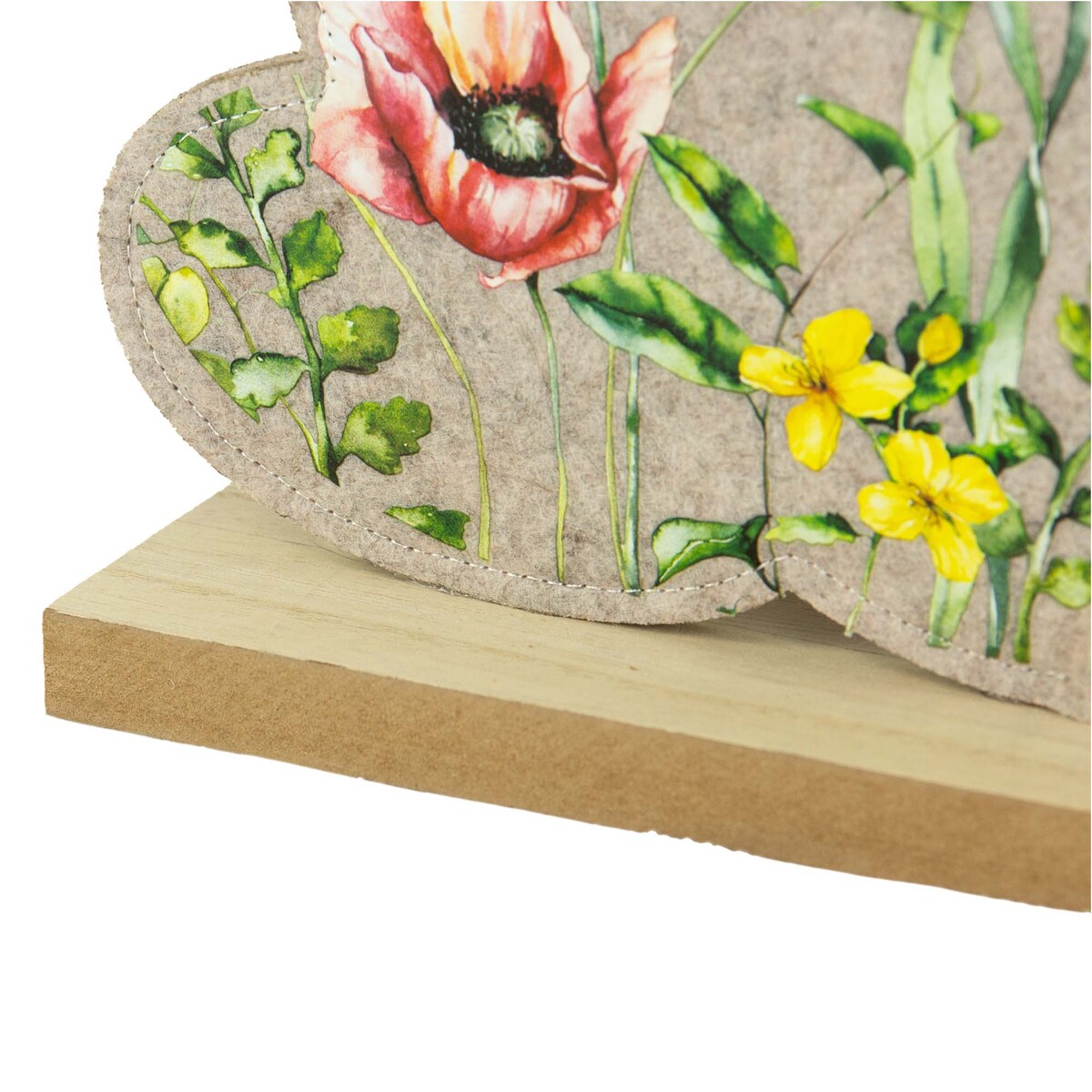 Królik Zajączek Wielkanocny Dekoracja Stojąca Ozdoba Drewniana Podstawka Jasnoszary