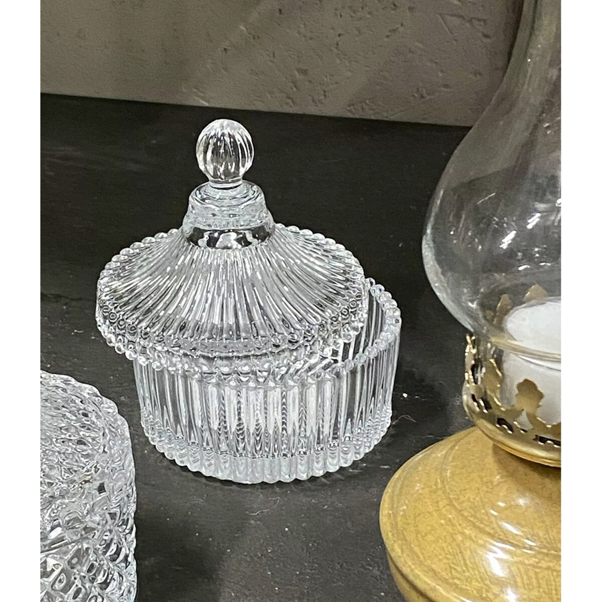 CUKIERNICA KRYSTALICZNA cukierniczka szklana retro przezroczysta