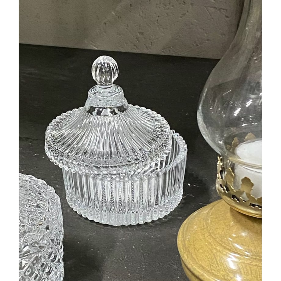 CUKIERNICA KRYSTALICZNA cukierniczka szklana retro przezroczysta